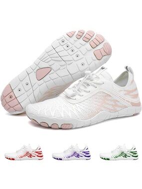 Healthy Freedom Women’s Lightweight White and Pink Barefoot Shoes